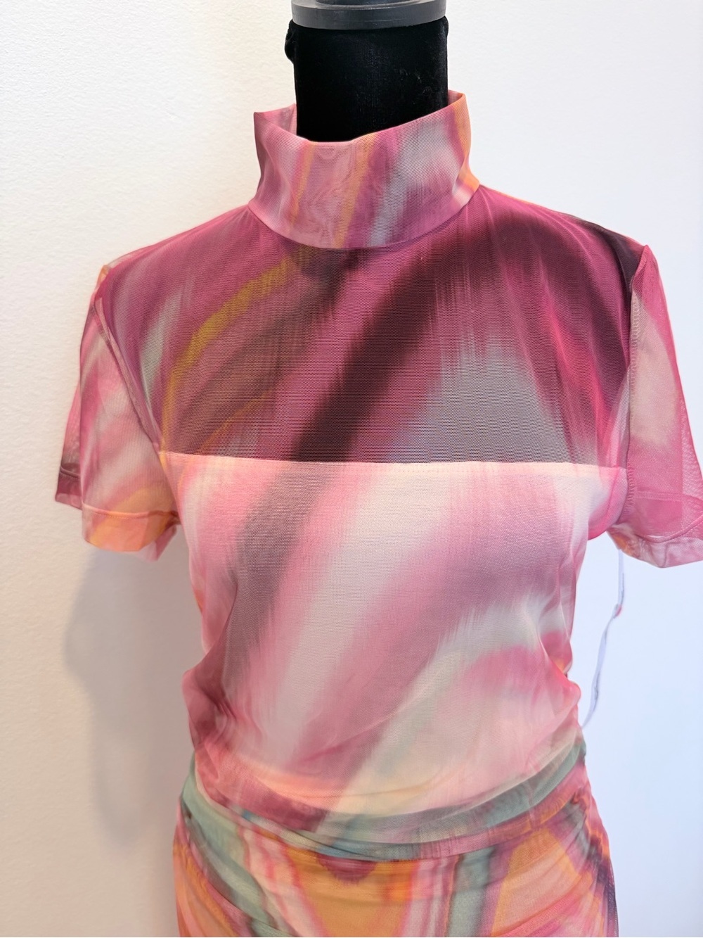 Amanda Uprichard Marble-Print Midi Dress in Pink and Peach - Picture 9 of 12